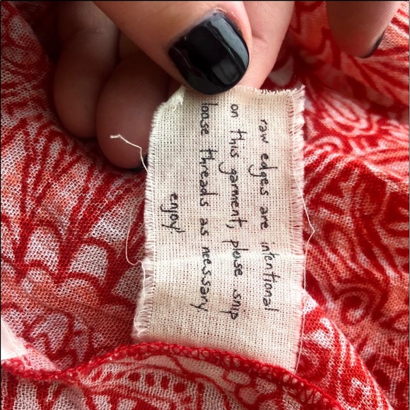 Free People Red White Myna Split  V-Neck Open Tie Back Tank Top - Picture 4 of 11